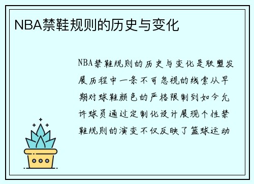 NBA禁鞋规则的历史与变化